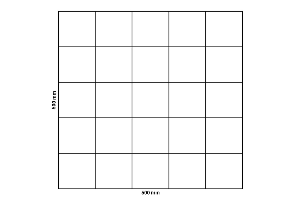 Filet de gabion 500x500 mm, maille 100x100 mm