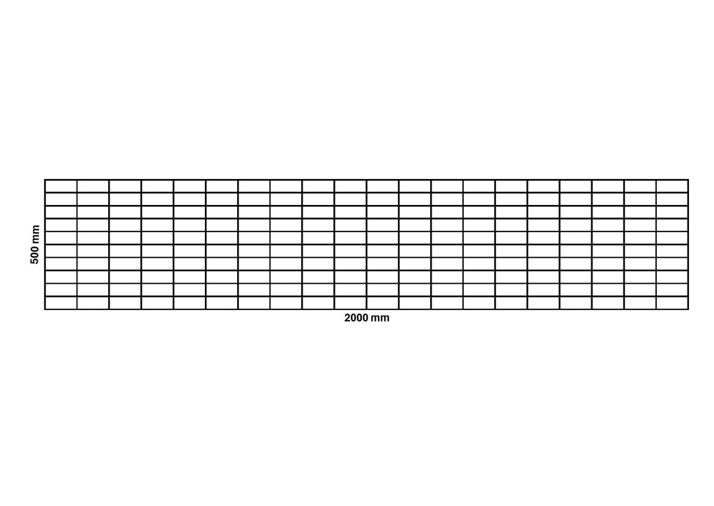 Filet de gabion 2000x500 mm, maille 100x50 mm