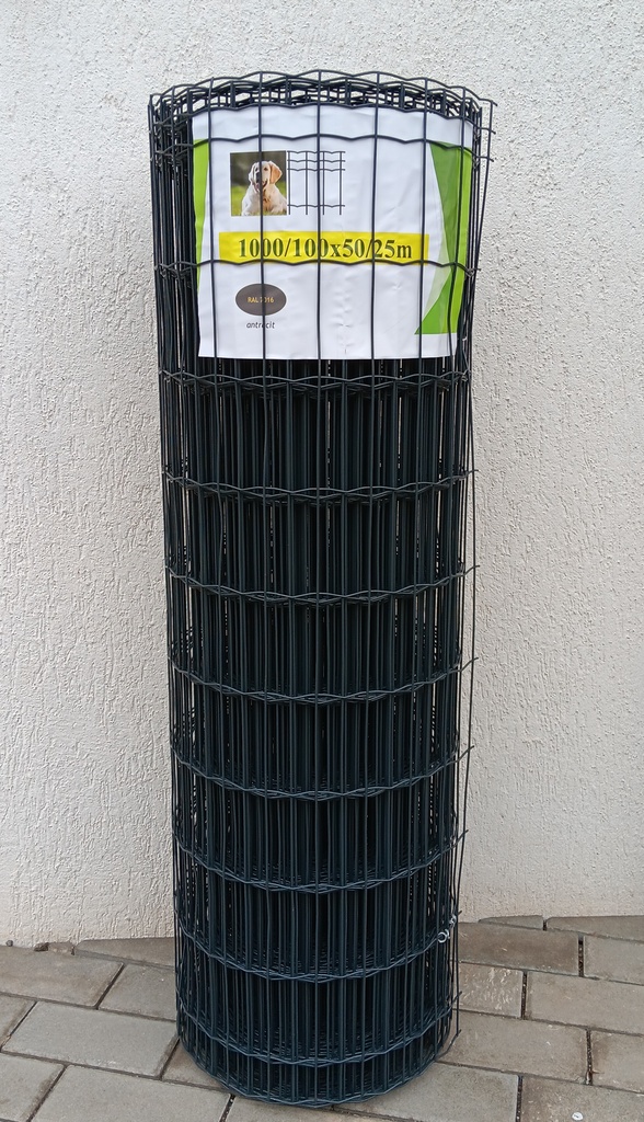 Treillis soudé plastifié Metuje - anthracite - hauteur 100 cm, maille 100*50 mm, rouleau 25 m