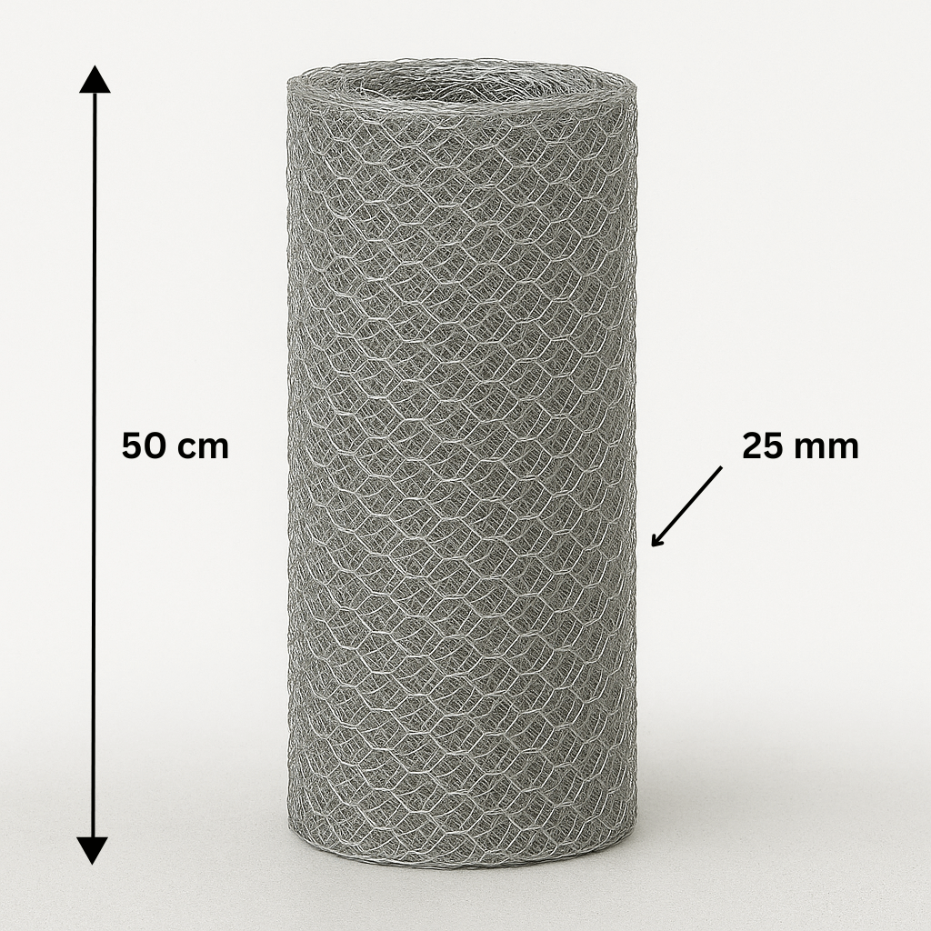 Maille hexagonale galvanisée 25/0,8/500/10m