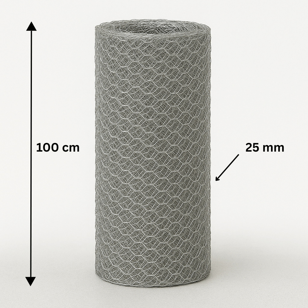 Maille hexagonale galvanisée 25/0,8/1000/25m